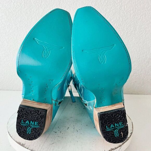 Lane SMOKESHOW Womens Cowboy Boots 7.5 Turquoise Leather Western Cowgirl Tall - Picture 10 of 13